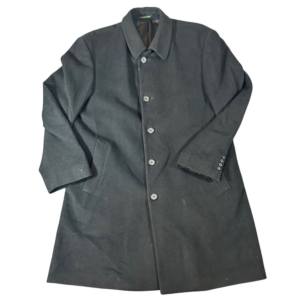 Ralph Lauren Mens Black Wool Blend Overcoat Size 42R‎ Classic Business